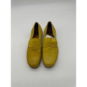 John Fluevog Men’s Leather Shoes Sz 9 Round Toe Men's Loafer Shoe Yellow